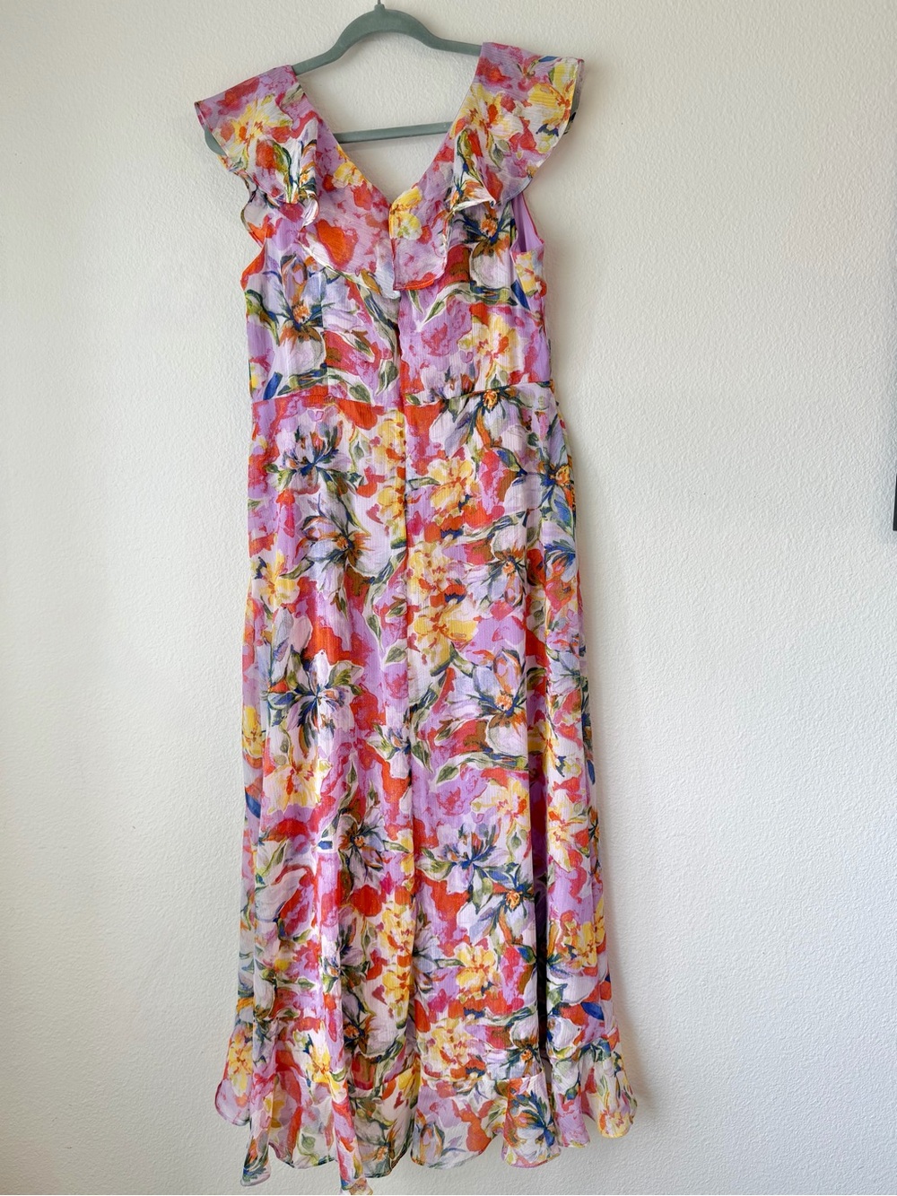 London Times Floral Print Ruffle Dress Women's Cottagecore Pastel Size 10 - Picture 8 of 12